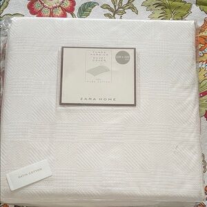 Zara White Satin Cotton Duvet Cover